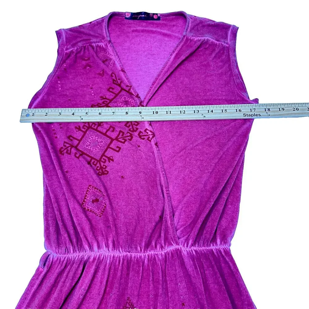 DESIGUAL Leticia Womens Belted Adjustable Plunge V-Neck Burgundy Mini Dress SZ S - Picture 10 of 12